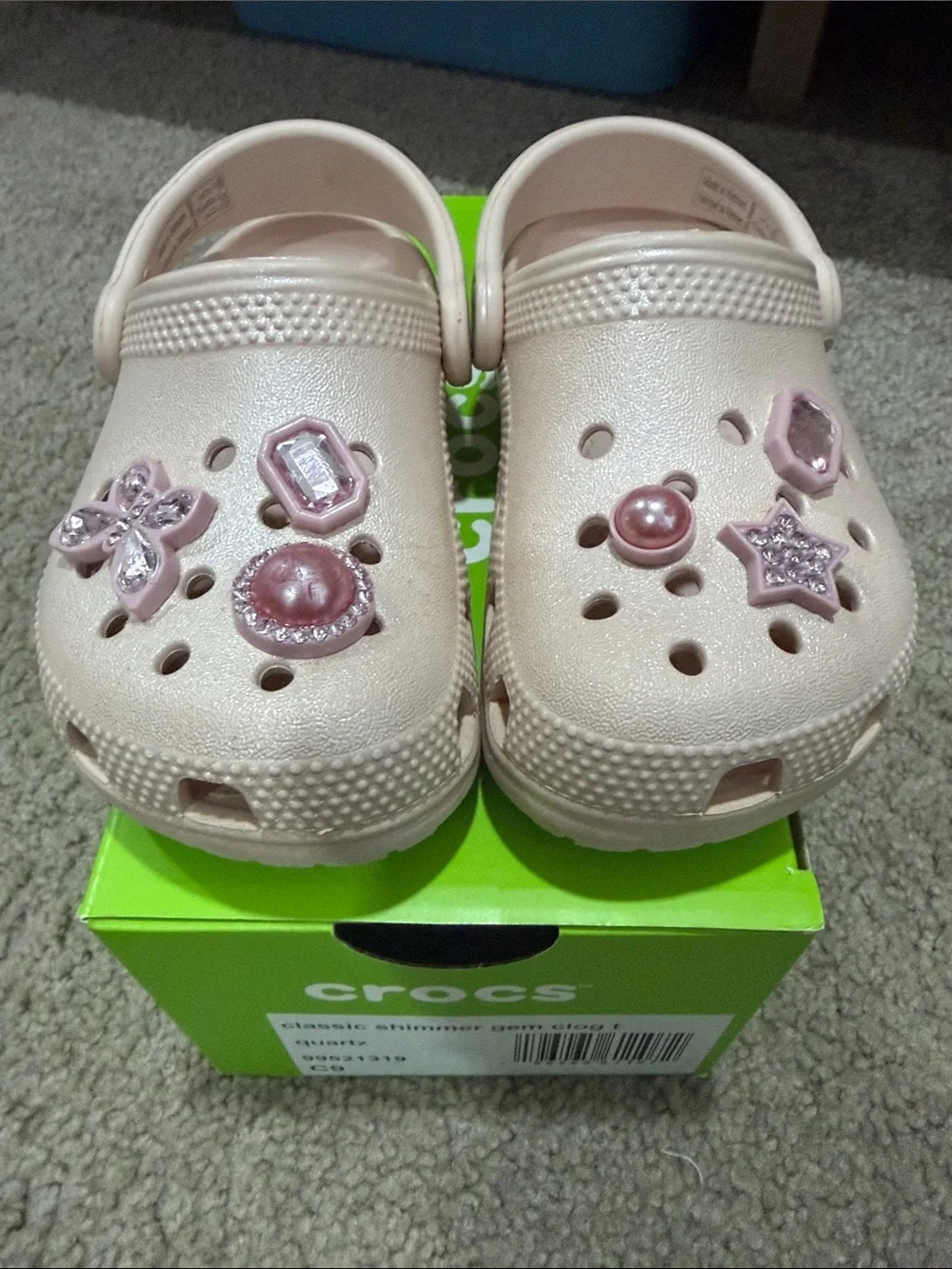 CROCS Kids Classic Shimmer Gem Clog in Quartz Pink